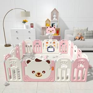 Parc <span class=keywords><strong>de</strong></span> jeux pour bébé Mom's Peace of Mind Choice, en matériau HDPE moderne et souple, pliable facilement, extensible et emboîtable - Product Image 1