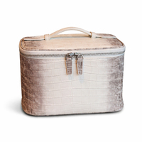 Grande trousse de toilette personnalisée en PU imitation crocodile, organiseur de maquillage, étui de beauté en cuir véritable avec fermeture éclair, sac de rangement de voyage