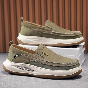 Handmade in <strong>Italy</strong> Lightweight <strong>Leather</strong> Men's Casual Shoes Breathable Office Dress Loafers Comfortable Walking Canvas Trendy Shoes - Product Image 5