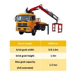 Grue de manutention de briques montée sur camion, à flèche télescopique <span class=keywords><strong>hydraulique</strong></span> de 1,5 tonne, entièrement repliable - Product Image 2