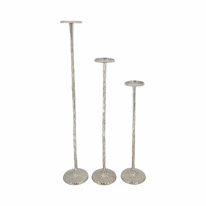 Tall Pillar Candle Holders Set Of 3 <b>Silver</b> Metal Decorative <b>Candlesticks</b> For Living Room Entryway Home Decor - Product Image 3