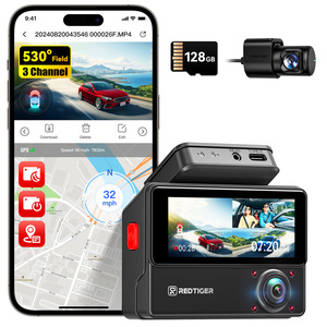 Redtiger Dealer VP20 3 Channel Touch Screen Car Black Box Wifi Gps Night Vision <b>Dash</b> <b>Camera</b> with Loop Recording - Product Image 1