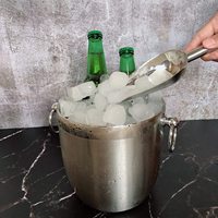 Garde la glace congelée plus longtemps Seau à glace 3 L Seau à vin Seau à glace à champagne en acier inoxydable à double paroi isolé avec couvercle