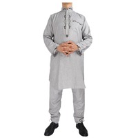 Jubba blanche pour homme, Abaya décontractée à manches longues, avec broderie latérale rose, en coton égyptien, style Drosh Jalabiya Thobe Al Asseel