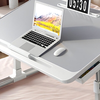 Bureau d'ordinateur pliable en bois, support pour ordinateur portable réglable en hauteur, table portable avec tiroir pour le travail, les études, le dortoir