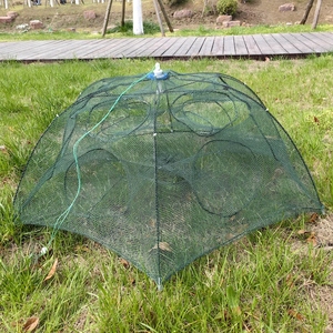 Piège à poissons crabe à 12 trous, piège à appâts de pêche pliable Cage en filet moulé - Product Image 2