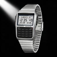 Top Luxus Edelstahl-Legierung Sportuhr Multifunktionale Taschenrechner-Herrenuhr LED Digitaluhr