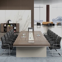 Table de conférence moderne simple et minimaliste en MDF, ensemble chaise de bureau, boîte de rangement pour câbles, durable, écologique, usage commercial, salles de réunion