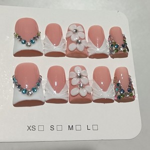 <span class=keywords><strong>Faux</strong></span> <span class=keywords><strong>ongles</strong></span> à presser faits main de style français, longs, en forme de bec de canard, sculptés en 3D, vente en gros - Product Image 2