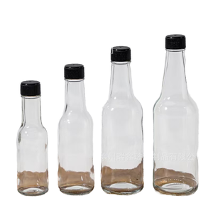 Empty 3oz 90ml Round <b>Glass</b> Sauce <b>Bottle</b> Clear Hot Sauce <b>with</b> Screen Printed Reducer Plastic <b>Lid</b> BPA Free Food Grade/ - Product Image 2