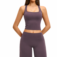 Débardeur de yoga sans couture personnalisé à dos nageur, extensible, coupe ajustée, court, sans manches, pour la gym, l'entraînement, le fitness et le sport