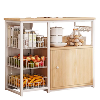 Chariot de cuisine multifonctionnel en acier inoxydable au design moderne 2026, support de rangement sur pied pour four à micro-ondes et ustensiles de cuisine