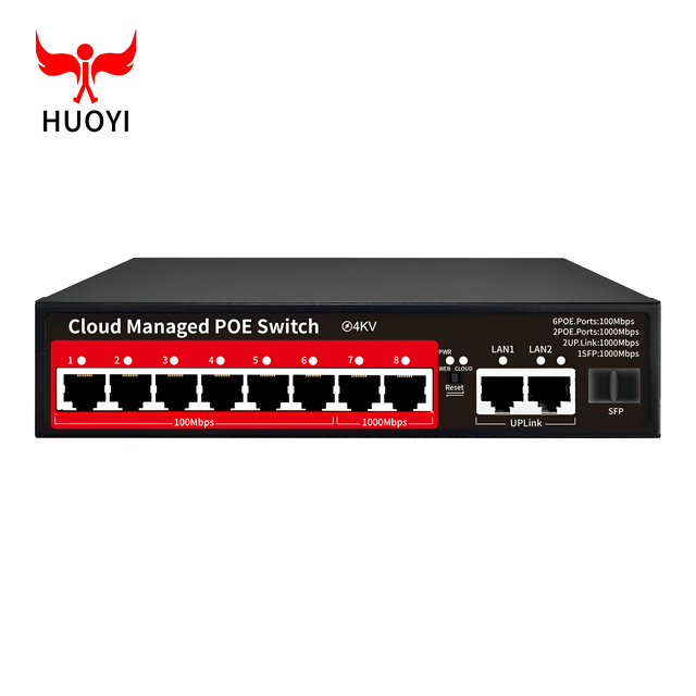 OEM Cloud Managed 8 Port POE Switch Gigabit Uplinked L2 48V Active POE IEEE 802.3 AF/AT Managed Poe Switch for Ip Camera Cctv