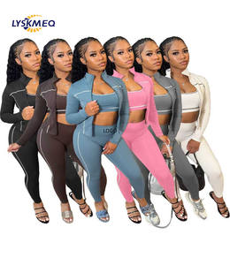 Custom LOGO Herfst 2025 Dames 3-delige Joggingpak Sportkleding Outfit Tanktop Jas en Leggings Yoga Gym Trainingspak Dames Sets - Product Image 1