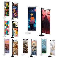 Drapeaux de table télescopiques en satin polyester personnalisés en gros avec support - Impression numérique Mini drapeau Nobori