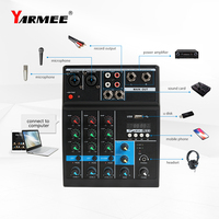 Table de mixage audio portable 4 canaux avec alimentation fantôme USB 48V, karaoké professionnel DJ pour 120dB SNR YARMEE OM03