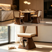 Direct usine, personnalisé, mobilier moderne en bois massif pour chat, lit pour chat de luxe 2-en-1 (nid et chaise), en cuir véritable, vente en gros, pour chiens