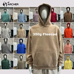 Boxy Hoodie fabricante personalizado 350G algodão pesado Fleece Drop Shoulder Blank Adicionar logotipo Oversized Plus Size Hoodies Masculina