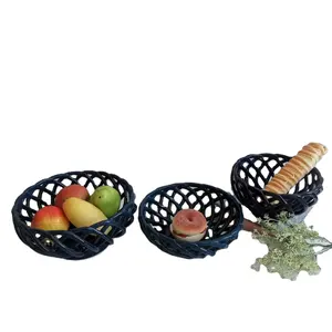 手工定制设计水果蔬菜篮编织陶瓷面包储物篮