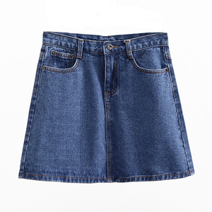 Zoki — Mini jupe Denim, jupe courte mode en jean, taille haute, style coréen, couleur noir, bleu, Harajuku, grande taille, hauteur hanches, été - Product Image 3