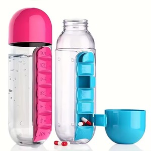Botella de Agua Portátil con Pastillero Integrado para Medicamentos y Vitaminas, Ideal para Actividades al Aire Libre, Gimnasio, Fitness, Camping y Viajes - Product Image 1