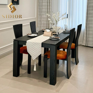 Set Tavolo da Pranzo Moderno in Legno Massello di Rovere Nero, Frassino e Noce con 4 Sedie, Tavolo e Sedie per Sala da Pranzo da 4, 6 o 8 Posti - Product Image 3