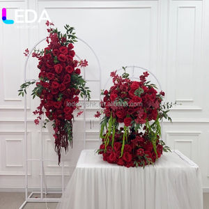 Boule de fleurs artificielles LEDA, nouveau design, centre de table pour mariage, fête, boule de fleurs rouges pour décoration d'événements de mariage - Product Image 2