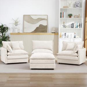 Juego de Sofás Seccionales Modulares Contemporáneos en Forma de L de 108 Piezas, 4 Asientos, Chenilla, Esponja, Asiento Profundo, Ecológico, Duradero, para Apartamentos y Hoteles - Product Image 3