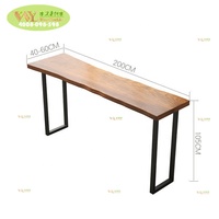 Table basse en bois moderne pour restaurant - Table en bois de chêne à bord brut pour salon, café et usage commercial