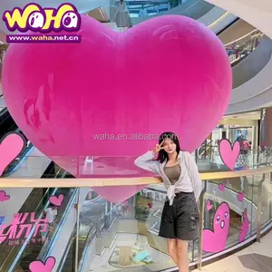 รูปหัวใจสีชมพูพองหัวใจยักษ์พองบอลลูนขนาดใหญ่หัวใจยักษ์