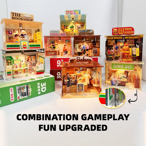 Bechotoy <span class=keywords><strong>3D</strong></span> Nhựa Chiếu Sáng Câu Đố Handmade Nhà Thu Nhỏ Xây Dựng Acrylic Câu Đố Burger Cửa Hàng Mô Hình Bánh Hamburger Cửa Hàng Với Ánh Sáng - Product Image 5