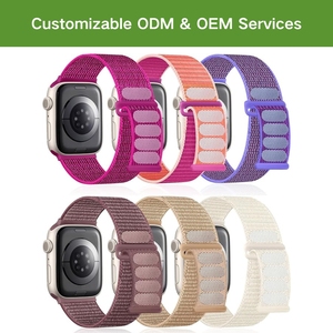 Eco-Friendly <strong>Elastic</strong> Multicolor Sport Watch Fabric Woven Braided Nylon Strap <strong>with</strong> Dual <strong>Loop</strong> for Apple Watch Coolyep - Product Image 4