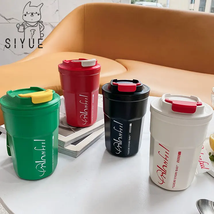 SIYUE Portable 400ml Vacuum Insulated Double-layer Travel Coffee Tea Cup 316 Food Grade Thermos Mug Tumblers Set Wholesale 9204