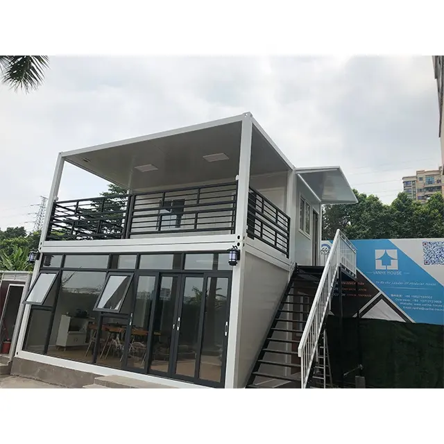 Hot Sale Duplex 2 Bedroom Flat Pack Building Modular Design Prefabricated 40Ft Portable Two Storey Movable Container Houses