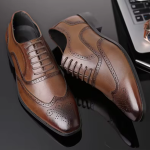 Zapatos Oxford Italianos Clásicos de Negocios con Cordones, Transpirables y Cómodos para Hombre, Zapatos de Vestir de Cuero con Cordones - Product Image 4