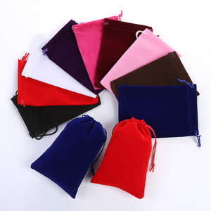 Mini sacs à poches pour bijoux en velours, 9*12CM, rouge et noir, emballage pour bijoux, cordon coulissant Recyclable