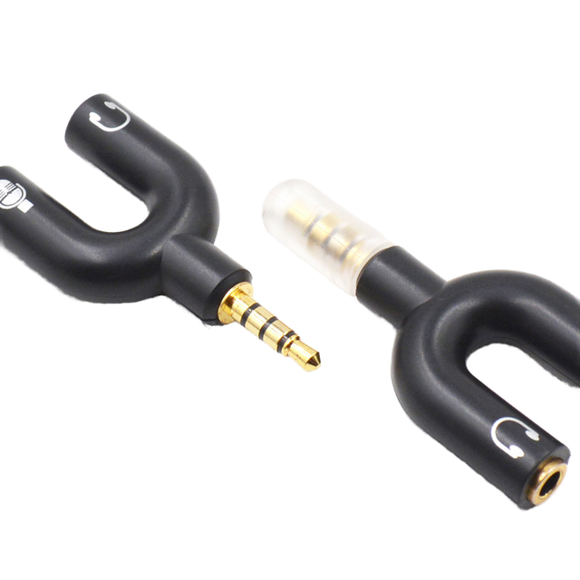 3.5mm Type-C Audio Adapter 1 Male to 2 Female Stereo Earphone Microphone PVC Speaker for Laptop Mobile Phone