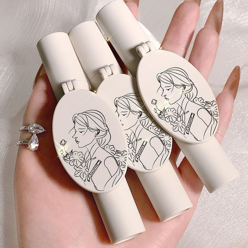 MAFFICK Small Mirror Design White Tube Lipgloss Pigment Nude Brown Matte Liquid Lipstick Wholesale Cosmetic