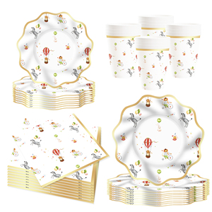 Kit de vaisselle en papier sur le thème du cirque DAMAI, personnalisé et très vendu, pour les fêtes d'anniversaire, les décorations de fêtes, les ensembles de vaisselle de fête - Product Image 2
