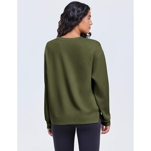 Sudadera Suave de Cuello Redondo para Mujer, Manga Larga, Ligera, Informal, Transpirable, para Yoga, Tejido de Punto, 280 g/m² - Product Image 2