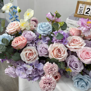 Composition florale artificielle réaliste en gros, faite à la main en soie, centre de table moderne pour mariage, boule de fleurs colorée - Product Image 3