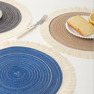 Bắc Âu phong cách đơn giản Thủ công mỹ bông sợi tua placemat có thể giặt tái sử dụng thân thiện với môi nhà đám cưới khách sạn giáng sinh - Product Image 4