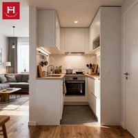 HAPPYHOUSES Projet d'Appartement Hôtel Armoires de Cuisine en Forme de U Petites Armoires de Cuisine en Bois Mini Cuisine Armoire de Cuisine Prix d'Usine