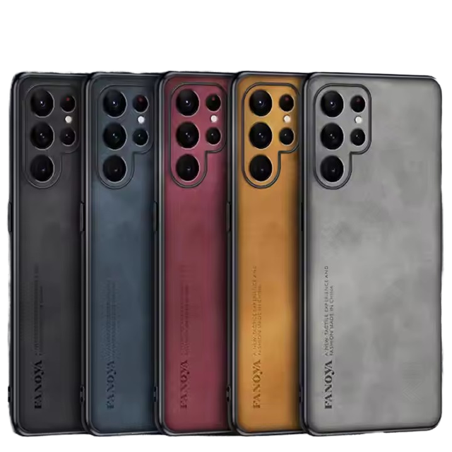 Ultra Thin Leather Cover for Samsung S25Ultra S24 FE S23 Plus A03 A06 M55 A60 A55 A15 Phones Shockproof Mobile Phone Cases