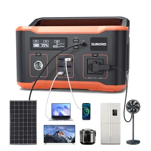 Sunord 600Wh USB tipe-c DC AC 600W baterai Lithium Bank Portable Power Station untuk Portable Power Pac