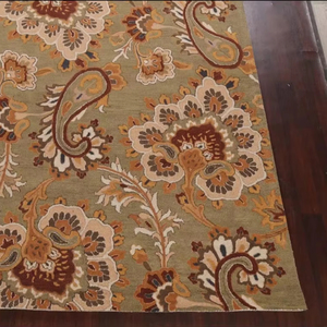 พรมปูพื้นลายดอกไม้สไตล์ตะวันออกแบบดั้งเดิมพรมทอมือห้องนั่งเล่นพรมขนสัตว์8x11ปรับแต่งขนาดได้ - Product Image 1