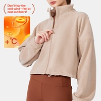 Veste de sport d'hiver transfrontalière respirante doublée polaire, col montant, coupe ample, manches longues, doublure en peluche thermique Ouli