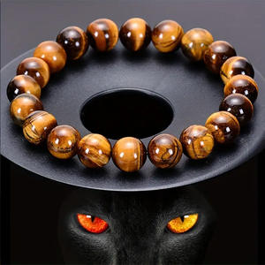 Pulsera de cuentas de ojo de tigre, joyería curativa y equilibrante, pulsera de cuentas de yoga con difusor de piedra de lava para hombres y mujeres - Product Image 2
