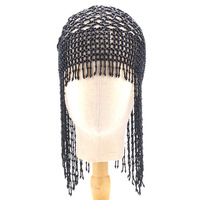 Chapeau de danse du ventre Performance Accessoires de cheveux Accessoires de mariée perlés à la main Long gland Chapeaux