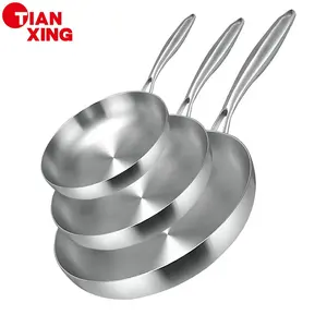 Fabricante Tianxing, venta al por mayor, utensilios de cocina antiadherentes de 8,6-11 pulgadas, sartén antiadherente de acero inoxidable triple